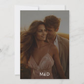 モダンしゃれているScript Minimalistホワイト結婚写真 招待状 (裏面)