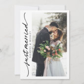 モダンたった今結婚しましたの新しい写真初めてのクリスマス シーズンカード (正面)