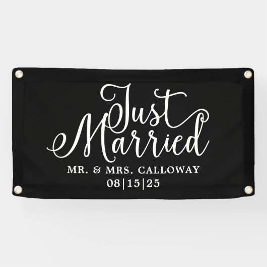モダンたった今結婚しましたカーバナー 横断幕 (横)