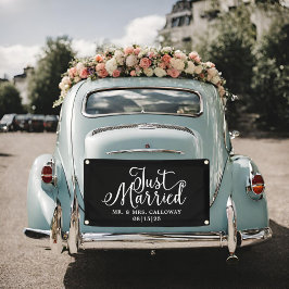 モダンたった今結婚しましたカーバナー 横断幕