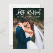 モダンたった今結婚しましたブラシスクリ結婚プトの写真 ポストカード (正面/裏面)