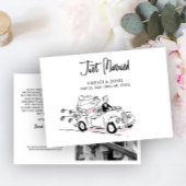 モダンたった今結婚しましたブラック&ホワイト新結婚写真 招待状