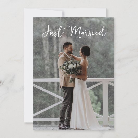 モダンたった今結婚しました写真の取り消し告知 招待状 (正面)