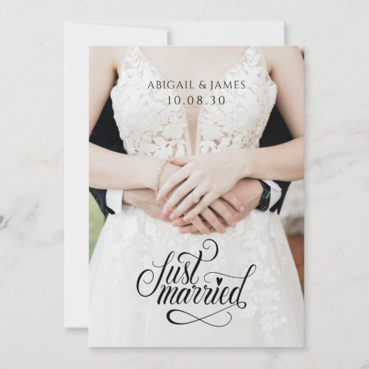 モダンたった今結婚しました写真 案内状 (正面)