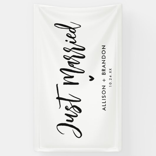 モダンたった今結婚しました披露宴 横断幕 (縦)