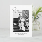 モダンたった今結婚しました白黒結婚飛翔体 案内状 (スタンド正面)