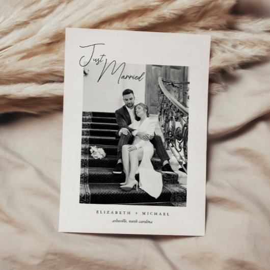 モダンたった今結婚しました白黒結婚飛翔体 案内状