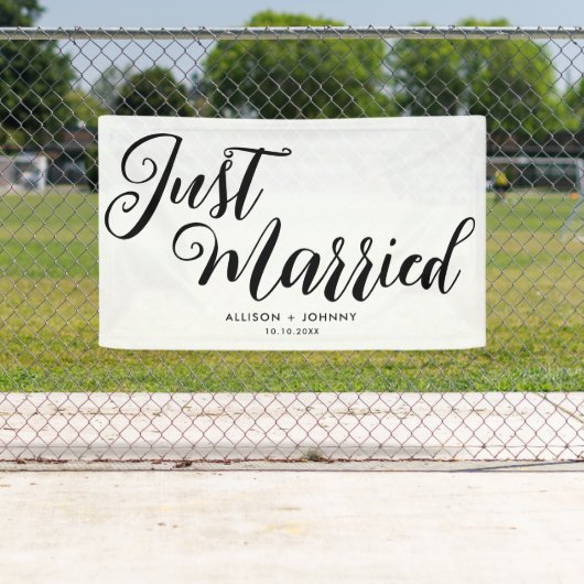 モダンたった今結婚しました結婚式レセプションシンプル 横断幕 (インサイチュ)