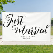 モダンたった今結婚しました結婚式レセプションシンプル 横断幕 (外側)