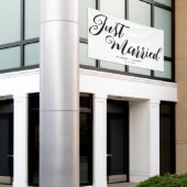 モダンたった今結婚しました結婚式レセプションシンプル 横断幕 (ビルの外側)