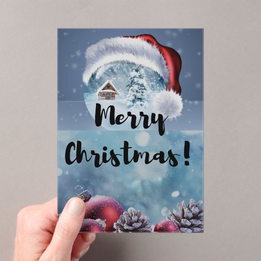 モダンでおかしいかわいいクリスマスのトナカイ アクリル招待状 (インサイチュ (ポータブル))
