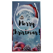 モダンでおかしいかわいいクリスマスのトナカイ スモールペーパーバッグ (裏面)
