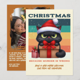 モダンでおかしい猫のレトロクリスマス写真 シーズンカード