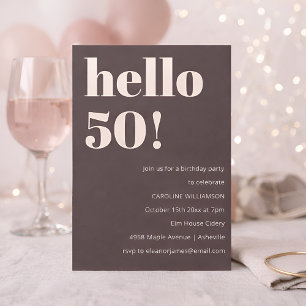 モダンでおしゃれなあたたかみのあるブラウンの50歳の誕生日パーティー 招待状