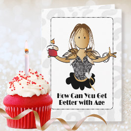 モダンでおしゃれなおもしろいエスニック風女性のイラストの誕生日 カード