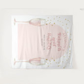 モダンでおしゃれなアーチ型シャンパン色のウェディングシャワー用背景 タペストリー (正面(横))