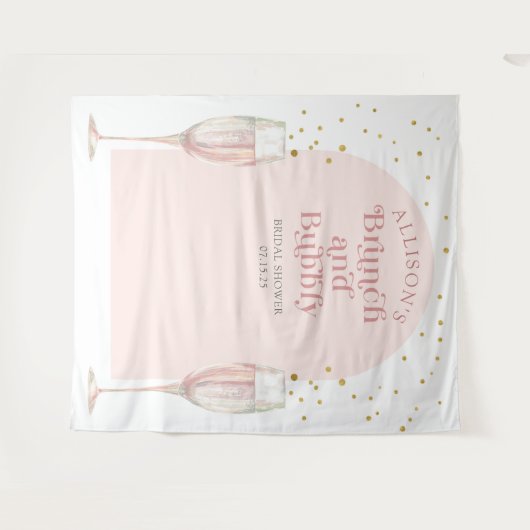 モダンでおしゃれなアーチ型シャンパン色のウェディングシャワー用背景 タペストリー (正面(横))