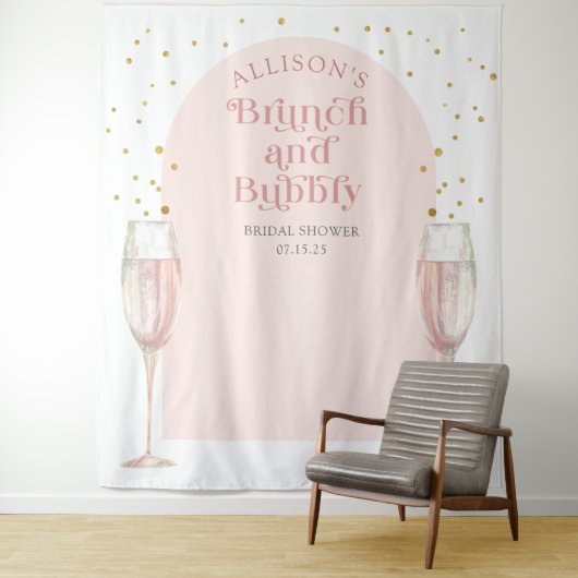モダンでおしゃれなアーチ型シャンパン色のウェディングシャワー用背景 タペストリー (インサイチュ)