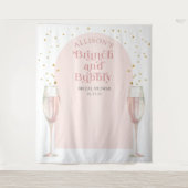 モダンでおしゃれなアーチ型シャンパン色のウェディングシャワー用背景 タペストリー (正面)