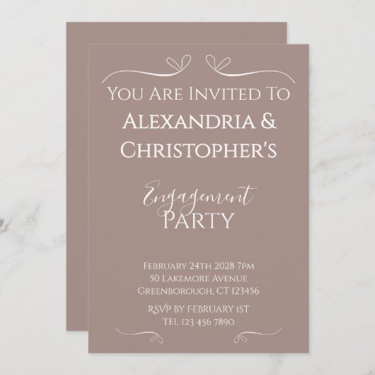 モダンでおしゃれなウェディングエンゲージパーティ 招待状 (正面/裏面)