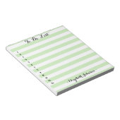 モダンでおしゃれなエレガントな緑のストライプTODOリスト ノートパッド (アングル)