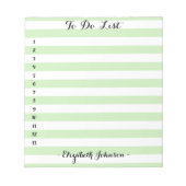 モダンでおしゃれなエレガントな緑のストライプTODOリスト ノートパッド (正面)