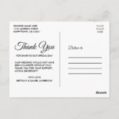 モダンでおしゃれなカリグラフィー　愛と感謝のウェディング ポストカード (裏面)