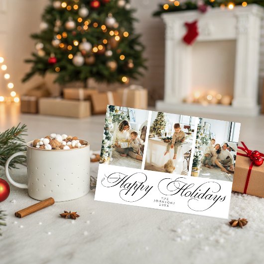 モダンでおしゃれなクリスマスカード 3枚の写真コラージュ シーズンカード