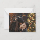 モダンでおしゃれなクリスマス | ロマンチックなカップルの写真 ノートカード (正面)