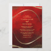 モダンでおしゃれなゴールドと赤の招待状 招待状 (正面)