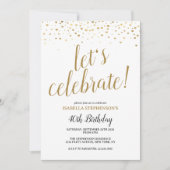 モダンでおしゃれなゴールドの40歳の誕生日パーティー 招待状 (正面)