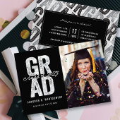モダンでおしゃれなシルバーGRADの卒業フォト 案内状