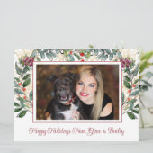 モダンでおしゃれなシンプルなクリスマスの女性と犬の写真 シーズンカード (スタンド正面)