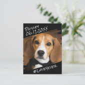 モダンでおしゃれなシンプル 黒い犬のメモリアル ポストカード (スタンド正面)