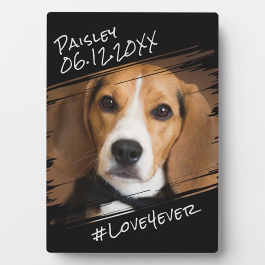 モダンでおしゃれなシンプル 黒 犬 記念品 フォトプラーク (正面)