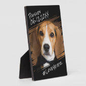 モダンでおしゃれなシンプル 黒 犬 記念品 フォトプラーク (側面)