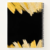 モダンでおしゃれなスクリプト ブラックゴールド ネーム テーマ ノートブック (裏面)