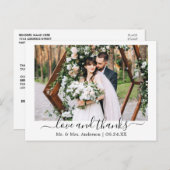 モダンでおしゃれなスクリプト　愛に感謝　結婚写真 ポストカード (正面/裏面)
