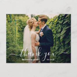 モダンでおしゃれなスクリプト 結婚式の写真 お礼 ポストカード