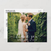 モダンでおしゃれなスクリプト 結婚式の写真 お礼 ポストカード (正面/裏面)