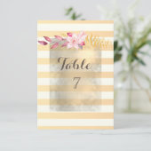 モダンでおしゃれなストライプの花 テーブルカード (スタンド正面)