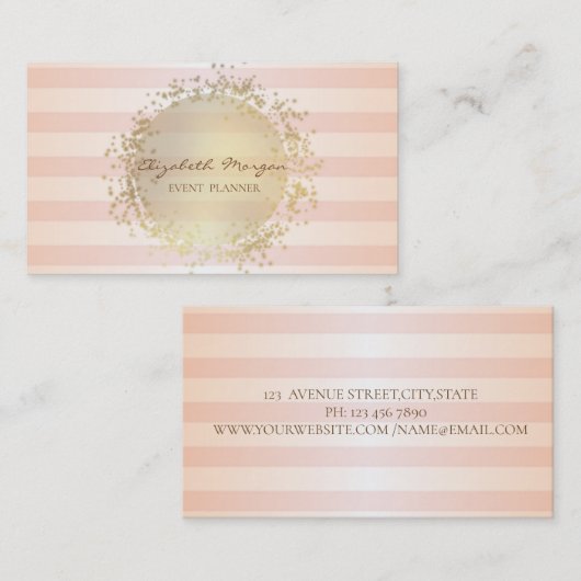 モダンでおしゃれなストライプ柄, ゴールド 名刺 (正面/裏面)