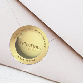 モダンでおしゃれなスパークリーな偽物のゴールドのリターンアドレスラベル ラウンドシール