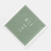 モダンでおしゃれなセージグリーンのモノグラム ウェディング (コーナー)