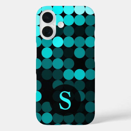 モダンでおしゃれなターコイズドット柄モノグラム Case-Mate iPhoneケース (裏面)