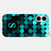 モダンでおしゃれなターコイズドット柄モノグラム Case-Mate iPhoneケース (裏面 (横))