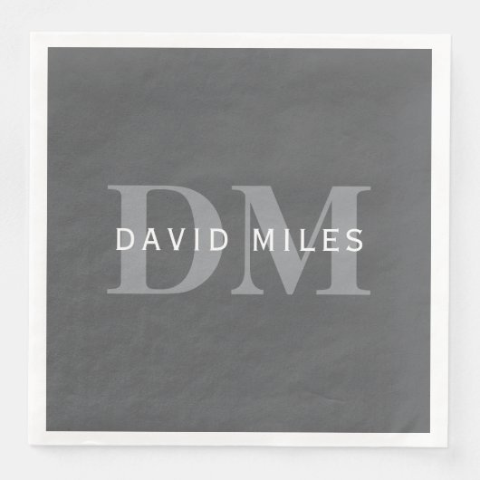 モダンでおしゃれなダークグレー モノグラム & 名前 (正面)