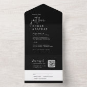 モダンでおしゃれなダークブラックの愛のQRコードウェディング オールインワン招待状 (内側)