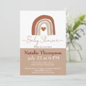 モダンでおしゃれなツートンカラーの虹のボヘミアンベビーシャワーパーティーの招待状 招待状 (スタンド正面)