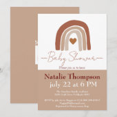 モダンでおしゃれなツートンカラーの虹のボヘミアンベビーシャワーパーティーの招待状 招待状 (正面/裏面)
